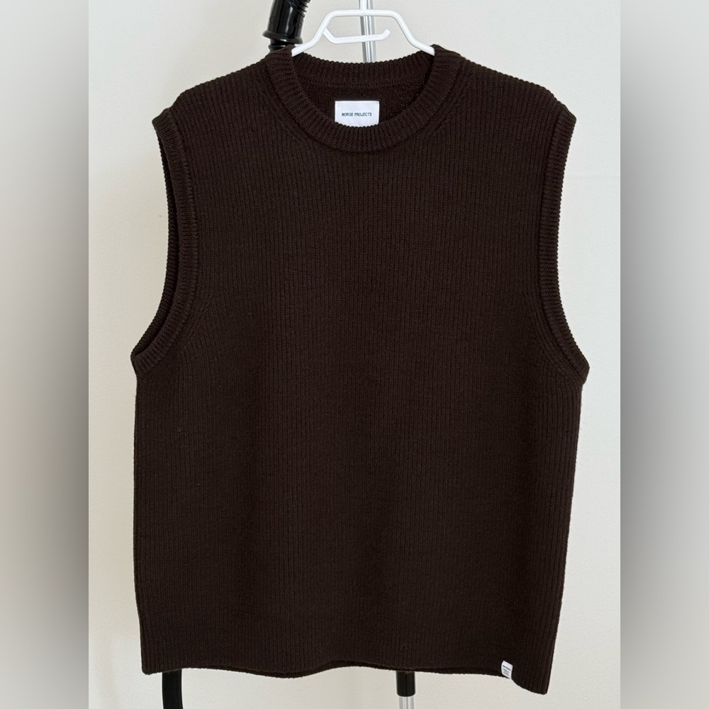 Norse Projects Manfred Wool Cotton Rib Vest Espresso